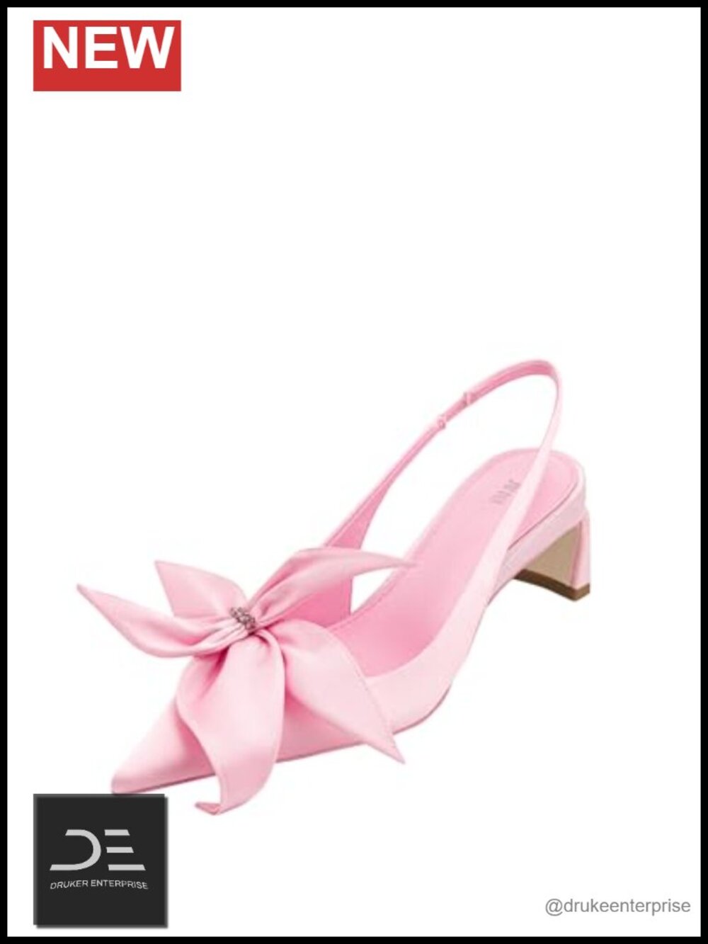 Satin Slingback Pumps with Floral Appliques, Vegan Leather Lining
